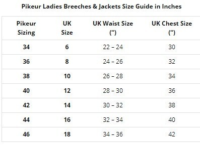 Pikeur Clothing Size Chart – My Breeches